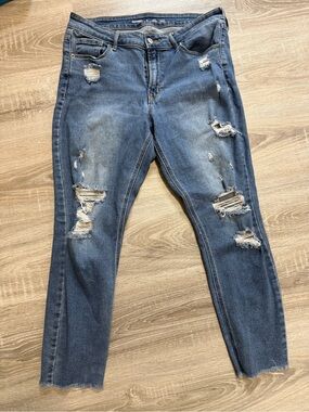 Old Navy Women's Distressed Skinny Jeans - Dark Blue